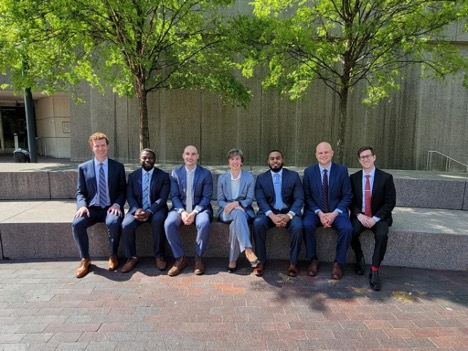 27th Annual D. J. Frank, Jr., MD Memorial Lectureship and Thesis Day L-R: Cameron Thomson MD, Richard Smith MD, Adam Schumaier MD, Kristy Weber MD, Jamal Fitts MD, Andrew Steffensmeier MD, and Bryan Menapace MD