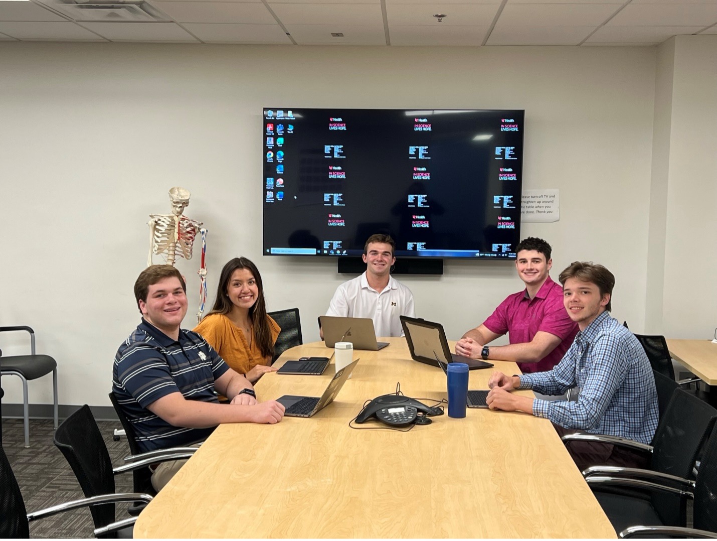 Undergraduate Picture #1 Andrew Burkhardt (from Notre Dame), Summer Rozema (Baylor), Luke Volpenhein (University of Michigan), Quinn Dunivan and Jonas Keller (both from Miami of Ohio).