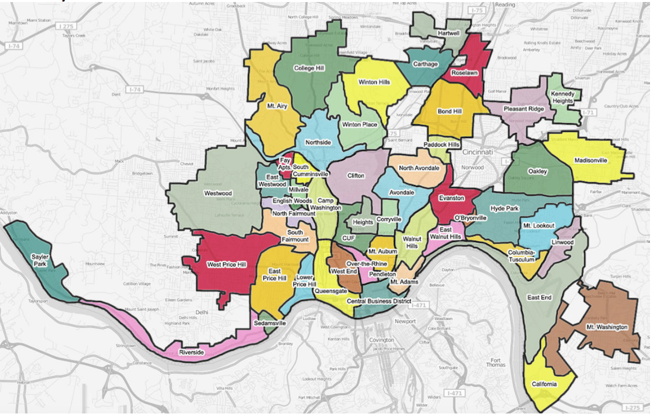 covid-map map of cincinnati communities