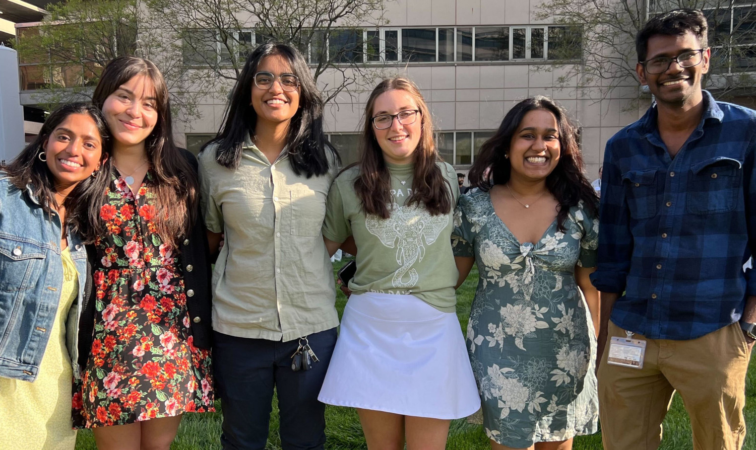Lab students standing outside